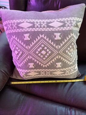 Boho Geometric Accent Pillow in Gray and Cream